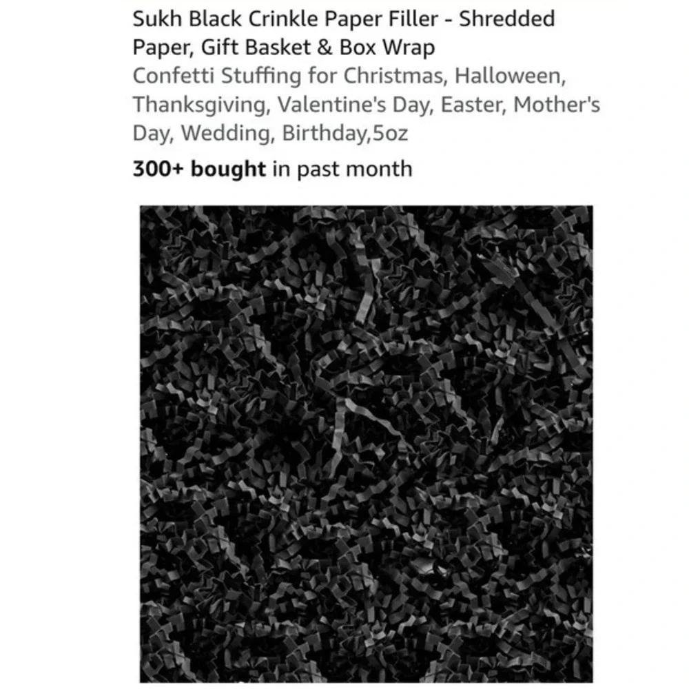 Crinkle Black Paper Filler‎ 5oz Shredded Gift Confetti Stuffing
